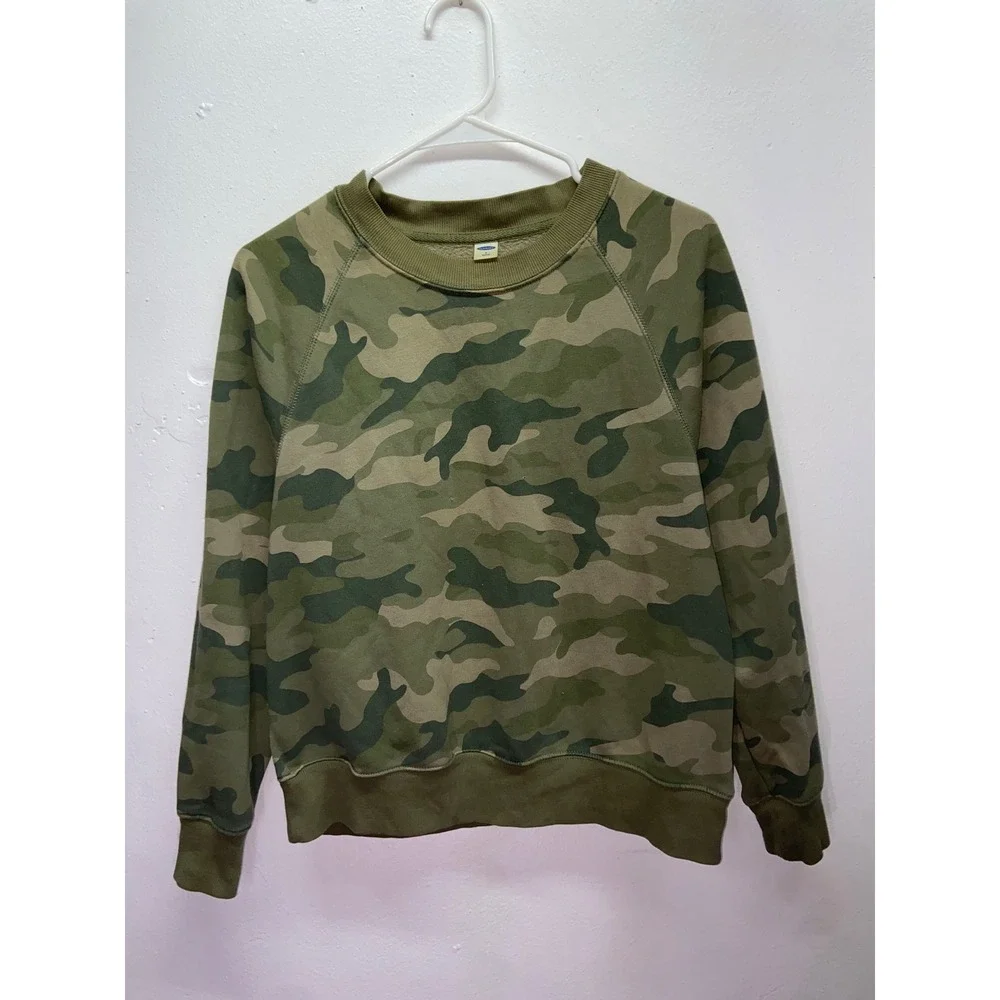 Old Navy Camo Sweatshirt Joggers Matching Set Green Camouflage Women's S Tall